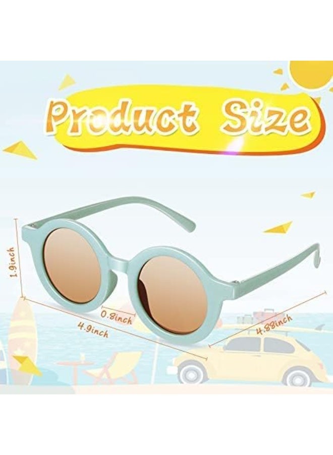 ChicAbode 8 Pairs Kids Sunglasses, Cute Round Retro Sunglasses, UV Protected Toddler Polarized Glasses, Kids Party Favors for Boys Girls Beach Party Beach Outdoor Sports, Age 3-10 - Image 2